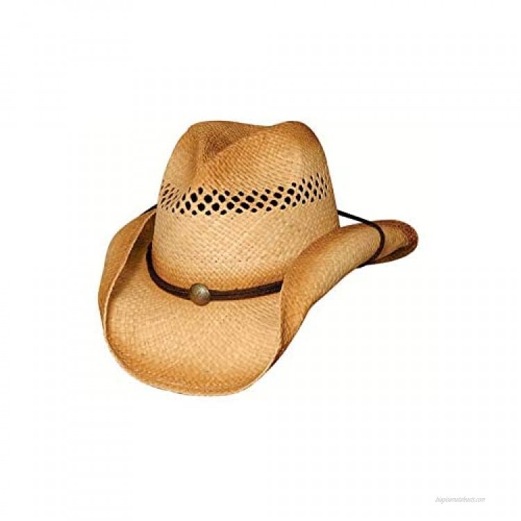 Bullhide mens Blaze Raffia Straw Western Cowboy Hat 3 1/2 Shapeable Brim