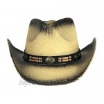 Classic Outback Tea Stained Cowboy Hat w/ Beaded Band - Shapeable Brim