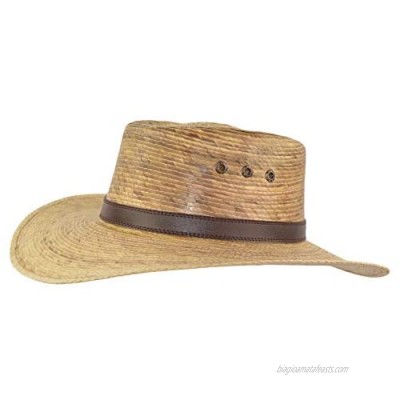 Mexican Palm Leaf Straw Gambler Bolero Sun Hat  Classic Gaucho Cowboy Flex Fit Hat