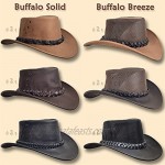 Oztrala Buffalo Leather Hat Australian Outback Breezer Western Cowboy Mesh Mens Womens Kids Jacaru Black Brown Tan HLBS HLBB