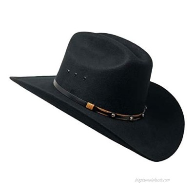 WESTERN EXPRESS Faux Felt Cowboy Hat with Elastic Band and Conchos  Limited Edition Elastic Band Large/Extra Large Black