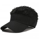 Flair Hair Visor Sun Cap Wig Peaked Novelty Baseball Hat with Spiked Hairs