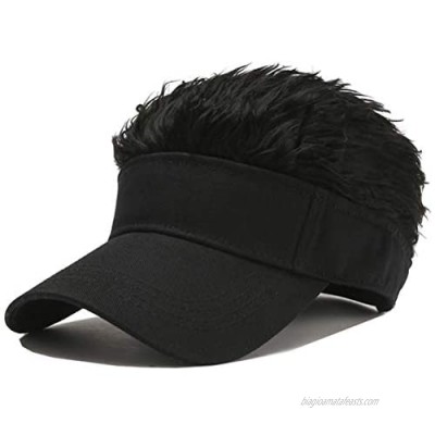 Flair Hair Visor Sun Cap Wig Peaked Novelty Baseball Hat with Spiked Hairs