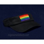 Gay Pride Flag Visor - Embroidered Rectangle Rainbow Visor in Black in a Bag for LGBTQ Pride Events & Parades