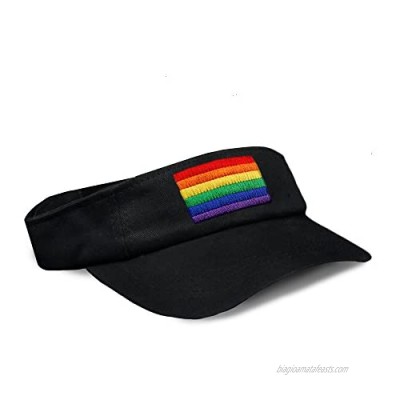 Gay Pride Flag Visor - Embroidered Rectangle Rainbow Visor in Black in a Bag for LGBTQ Pride Events & Parades