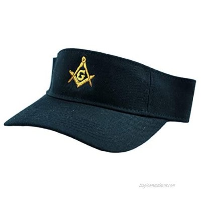 Gold Square & Compass Embroidered Masonic Cotton Twill Adjustable Visor Hat