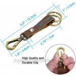 2 Pack Genuine Leather Keychain Wisdompro Heavy Duty Key Chain with Retro Vintage Bronze Belt Loop Clip and 2 Keyrings for Keys - Black and Brown