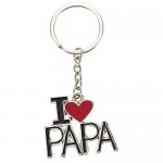 Father's Day Gift I Love Papa Keychain (3.5 x 1.6 In)