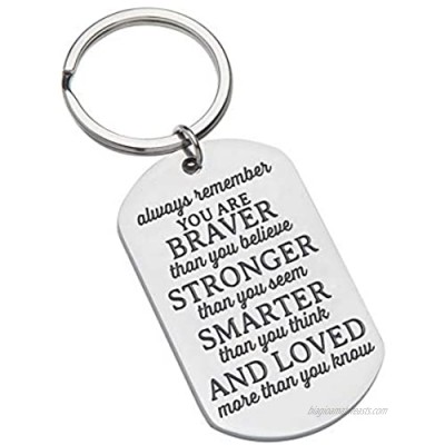 Inspirational Graduation Keychain for Class 2021 Gift for Women Men Teen Girls Boys Him Her Friends -Always Remember You are Braver Than You Believe Stronger Than-Birthday for Men Teens Mothers Day