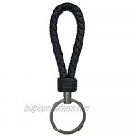 LABEN Key Chain Lambskin Handwoven Genuine Leather Keychain - Black