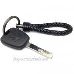 LABEN Key Chain Lambskin Handwoven Genuine Leather Keychain - Black