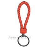 LABEN Key Chain Lambskin Handwoven Genuine Leather Keychain - Red