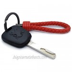 LABEN Key Chain Lambskin Handwoven Genuine Leather Keychain - Red