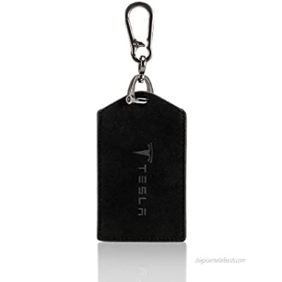 tesla key card holder for tesla key card faux suede style with keychain included  compatible with tesla model 3  tesla model y  tesla accessories works with tesla card holder by Arget