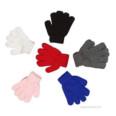 Akanbou Magic Gloves Stretch Gloves Knit Glove - Fit Teens and Adults 6 Pairs