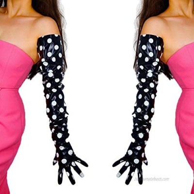 DooWay Women Fashion Super Long Leather Gloves Oversize Loose Shoulder Length PU 35 Inches Adult Unisex