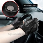 Driving Gloves Men Fingerless Leather Gloves Thin Half Finger Black Glove