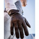 Harssidanzar Mens Luxury Italian Sheepskin Leather Gloves Vintage Finished Cashmere Lined