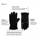 isotoner Men's Fleece Touchscreen Glove Water-Repellent with a Sherpa Soft Lining