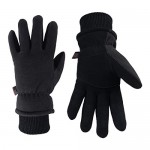 OZERO Winter Gloves Deerskin Suede Leather Palm with Big Patch - Water-Resistant Windproof Insulated Work Glove for Driving Cycling Hiking Snow Skiing - Thermal Gifts for Men and Women Black/Gray/Tan