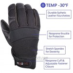 SKYDEER Hi-Performance Water Resistance Stretch Spandex Winter Warm Work Gloves with Premium Genuine Deerskin Leather Palm (SD2251T/L 100g 3M Thinsulate Insulation)