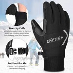 VBIGER Mens Winter Gloves Running Cycling Gloves Touch Screen Gloves with Reflective Strips and Anti-slip Silicon Black
