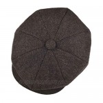 BOTVELA Men's 8 Piece Wool Blend Newsboy Flat Cap Herringbone Tweed Hat