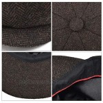 BOTVELA Men's 8 Piece Wool Blend Newsboy Flat Cap Herringbone Tweed Hat