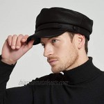 IFSUN Men's Leather Greek Fisherman Sailor Fiddler Driver Hat Flat Cap