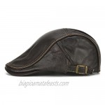 Men's Flat Cap Beret Hunting Real Cowhide Leather Driver Cap Newsboy Hat