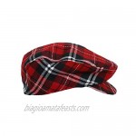 Red Plaid Snap Front Newsboy Golf Flat Ivy Cap Hat