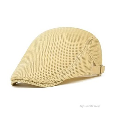 VoilaLove Breathable Mesh Duckbill Hat Summer Hat Adjustable Newsboy Beret Ivy Cap Cabbie Flat Cap Unisex