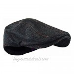 Wonderful Fashion Men's Classic Herringbone Tweed Wool Blend Newsboy Ivy Hat (Large/X-Large Charcoal)